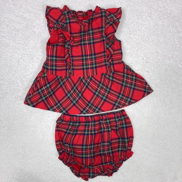 Janie and jack red Bradbury plaid 2 pc set 6-12m - Picture 2 of 13